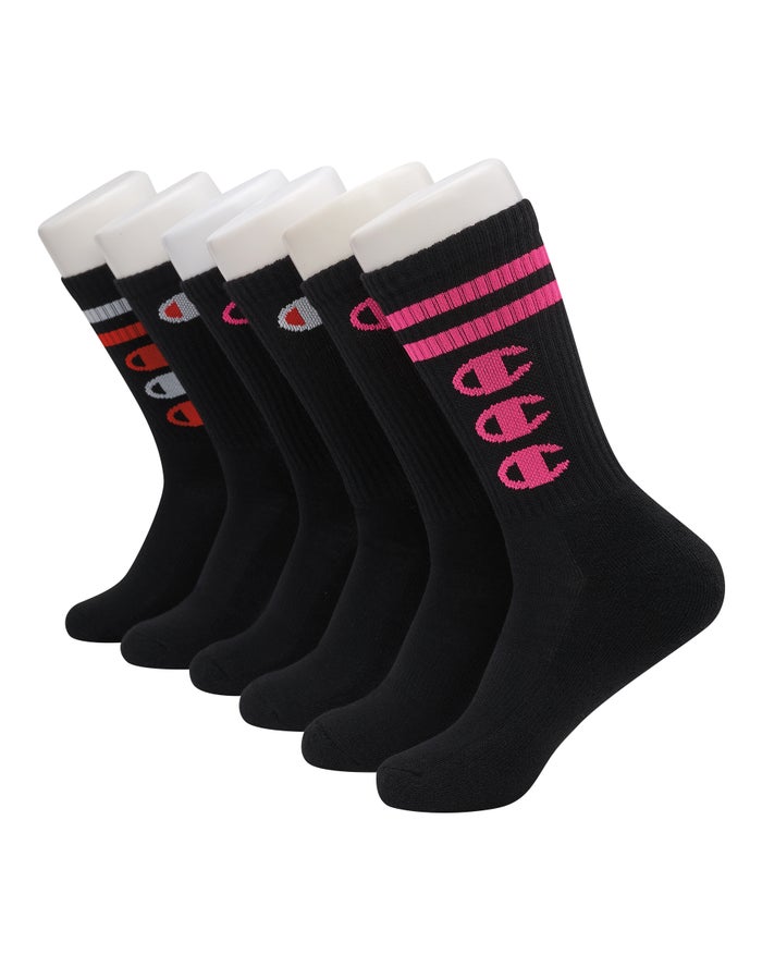 Calcetines Champion Mujer - Crew C Logo 6-Pairs ( Negras ) 8721930-CB